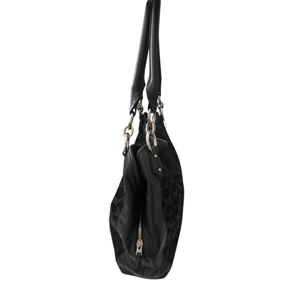 Coach Colette Signature Hobo Bag Rare Retired Black Silver Hardware - Picture 4 of 13